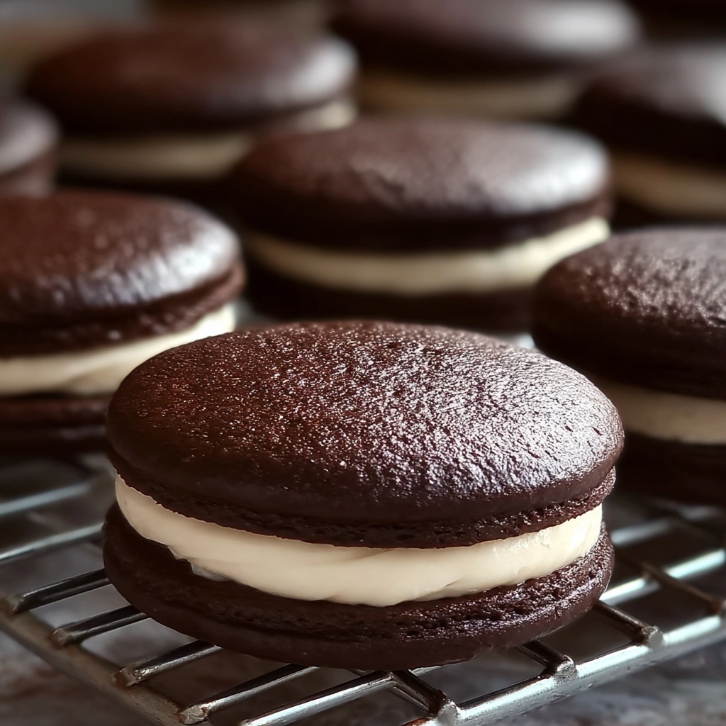 Chocolate Whoopie Pies with Marshmallow Fluff Filling Recipe - Recipe Image