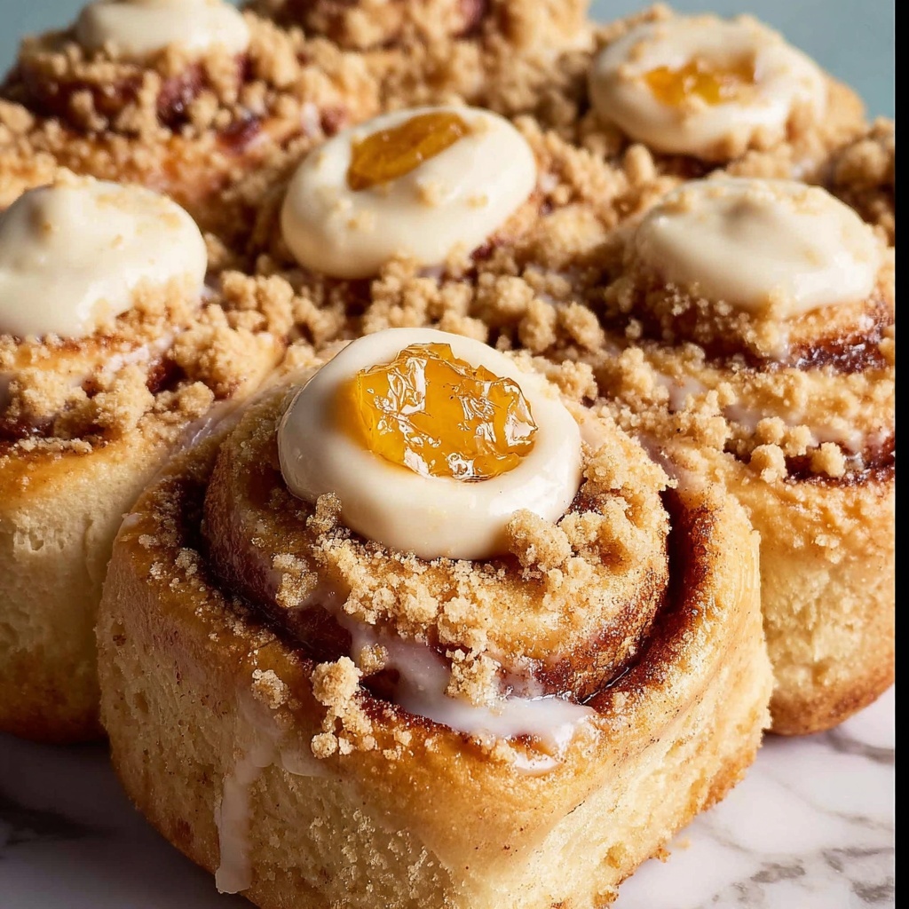 Peach Cobbler Cinnamon Rolls Recipe - Recipe Image