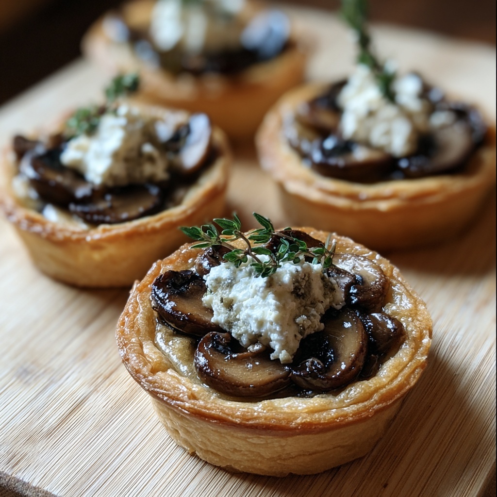 Mushroom Shallot and Herbed Goat Cheese Tarts Recipe - Recipe Image