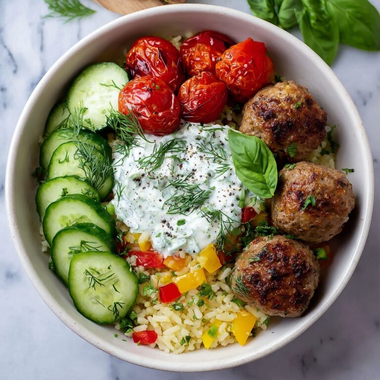 Mediterranean Bowl with Ground Turkey Meatballs Recipe