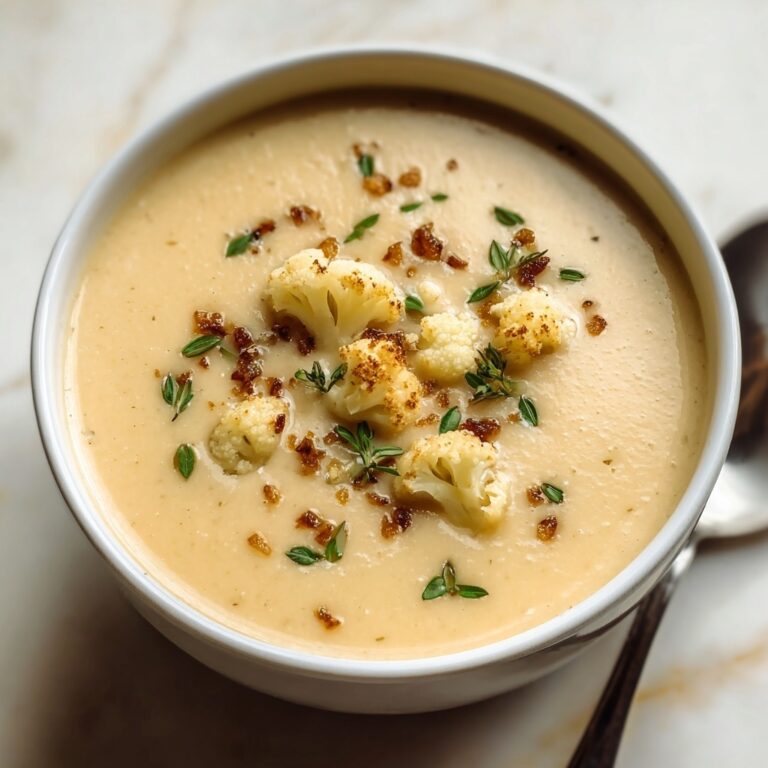 Roasted Garlic Cheddar Cauliflower Soup Recipe