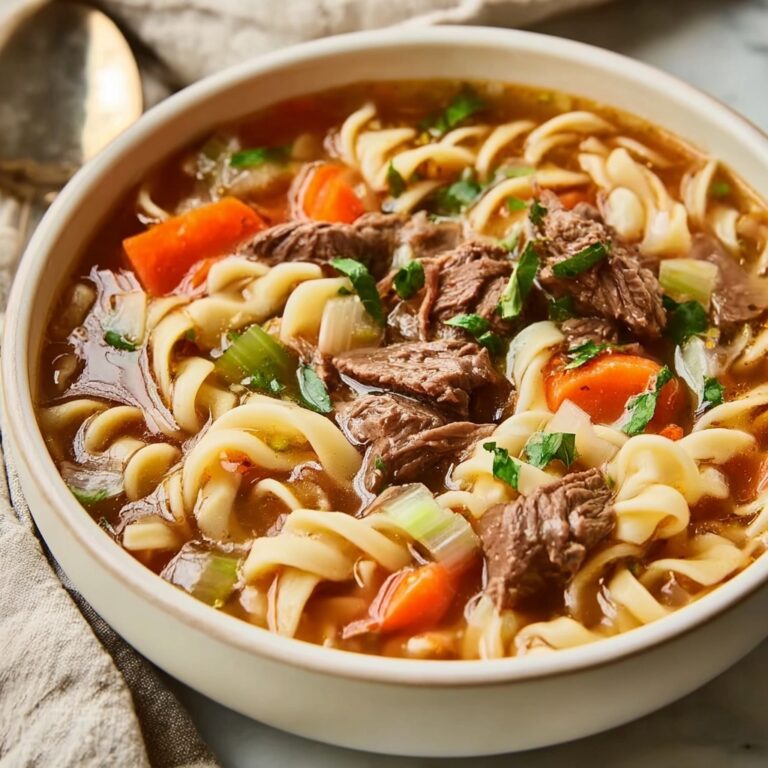 Beef Noodle Soup with Herbs and Creamy Mushroom Recipe