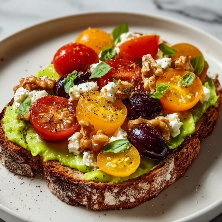 Avocado Toast with Feta, Cherry Tomatoes, Cranberries, and Walnuts Recipe
