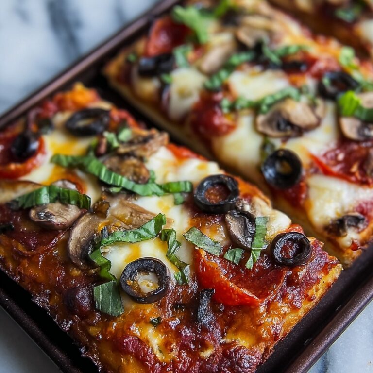 Vegan Pan Pizza with Green Olives and Mushrooms Recipe