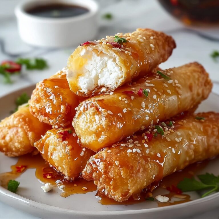 Oven Fried Feta Rolls with Chili Honey Drizzle Recipe