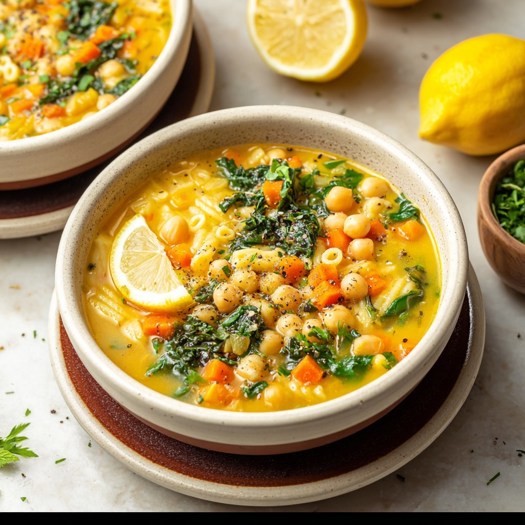 Golden Orzo Soup with Chickpeas Recipe - Recipe Image