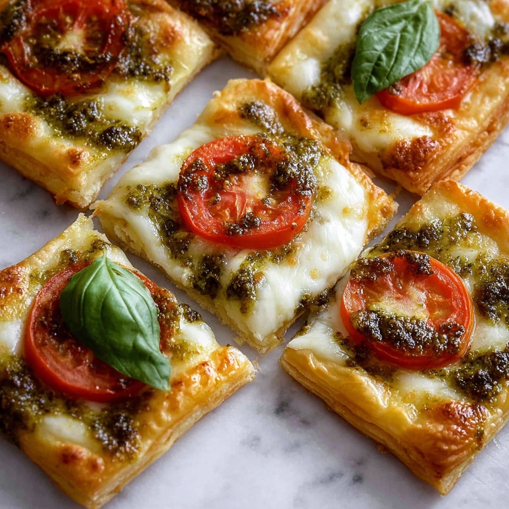 Pesto Caprese Puff Pastry Pizza Recipe - Recipe Image
