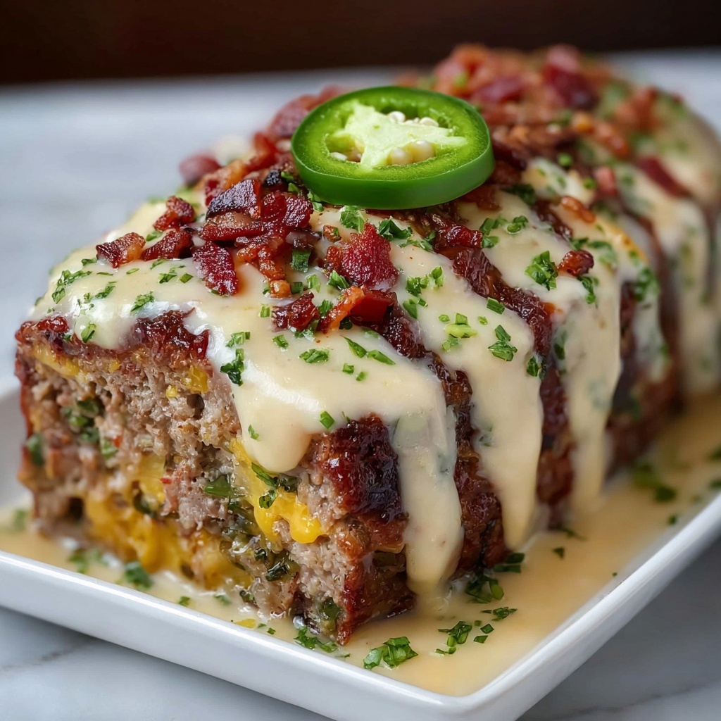 Smoky Jalapeño Popper Meatloaf with Creamy Ranch Drizzle Recipe - Recipe Image