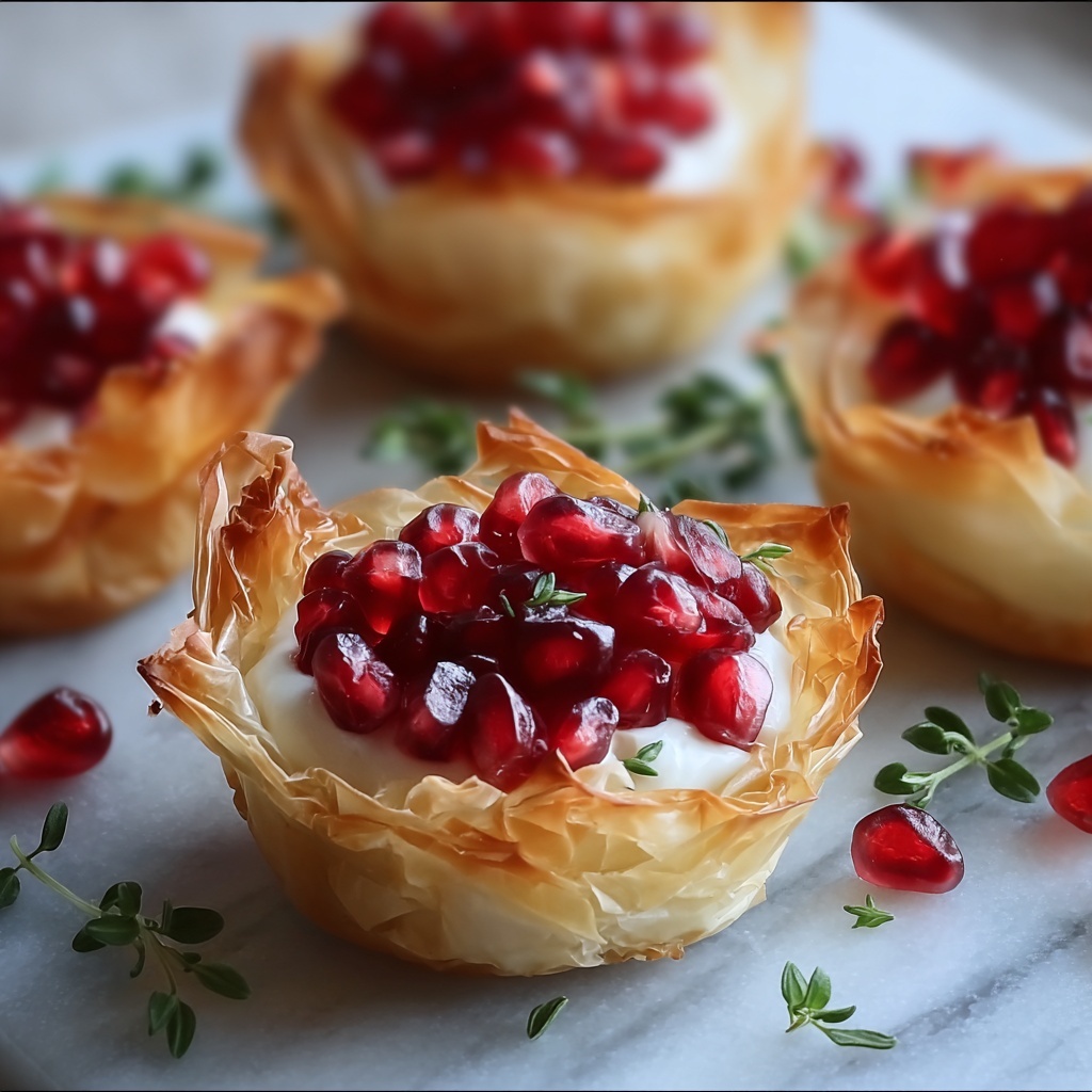 Pomegranate and Goat Cheese Phyllo Bites Recipe - Recipe Image