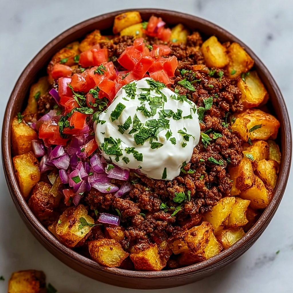 Ground Beef Potato Taco Bowl Recipe - Recipe Image