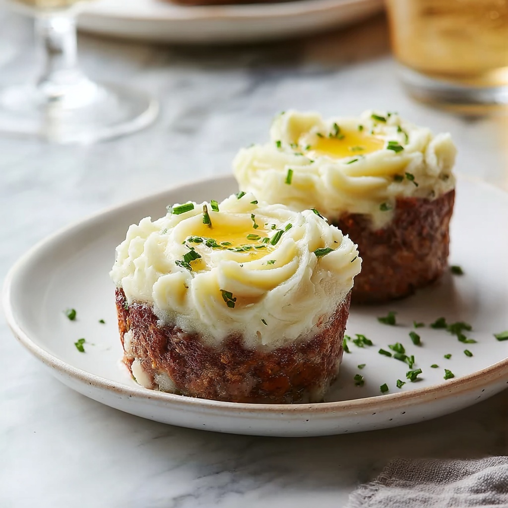 Mini Meatloaf Muffins with Creamy Mashed Potato Frosting Recipe - Recipe Image