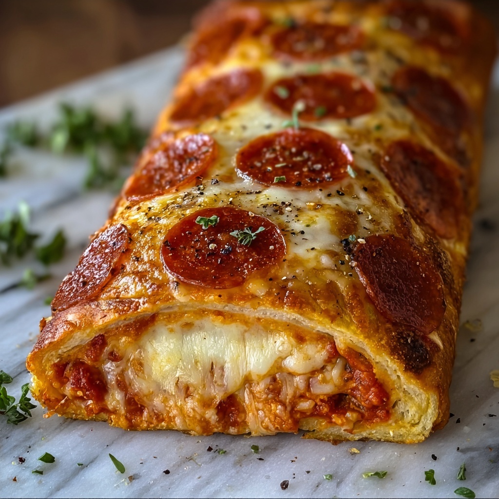 Tremendous Cheesy Pepperoni Stromboli Recipe - Recipe Image