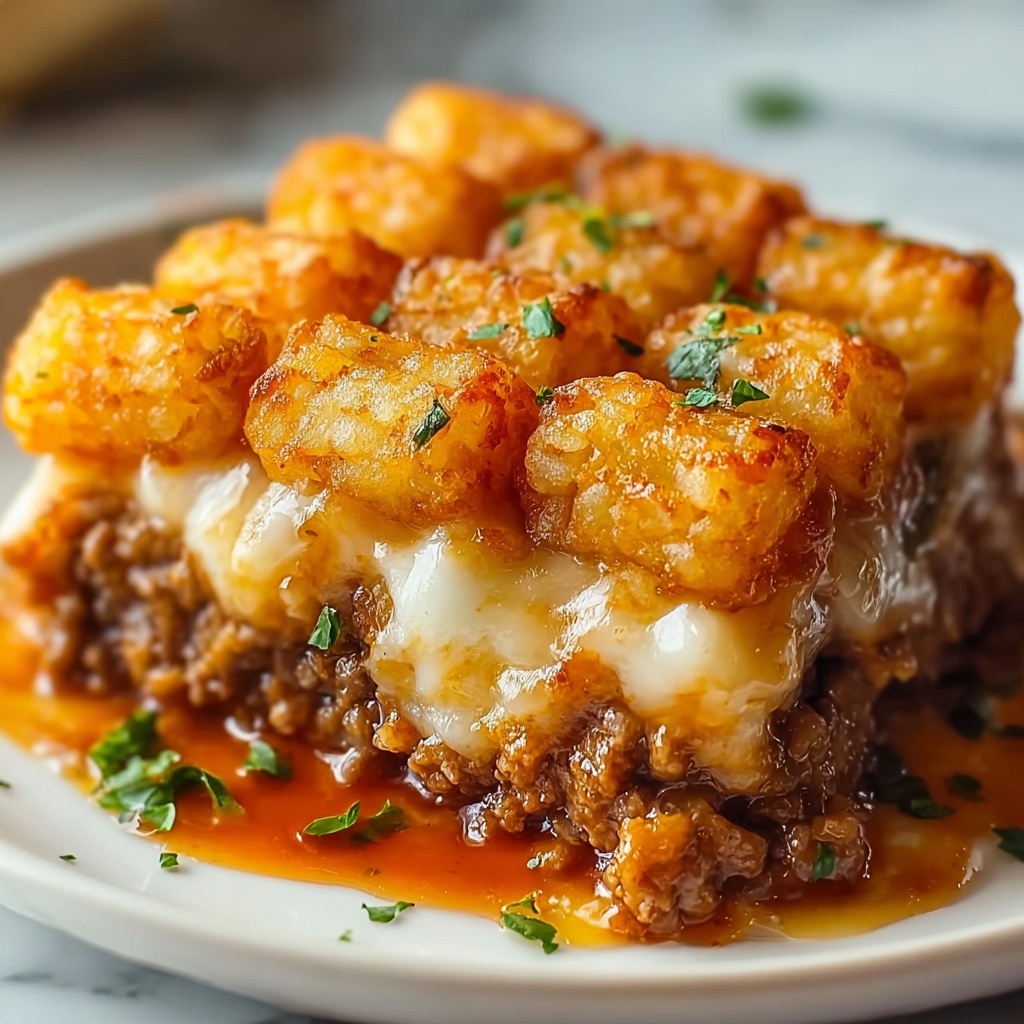 Cheesy Tater Tot Meatloaf Casserole Recipe - Recipe Image