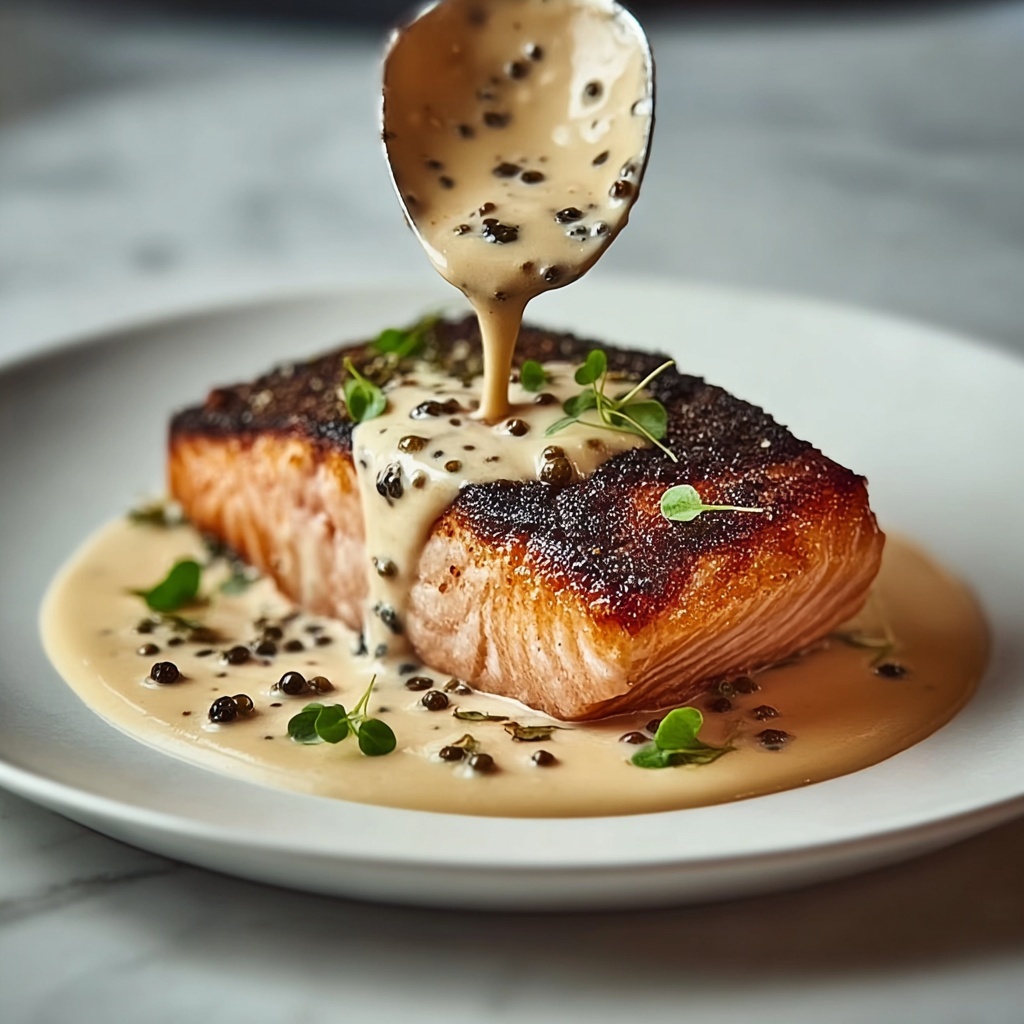 Blackened Salmon with Creamy Dijon Sauce Recipe - Recipe Image