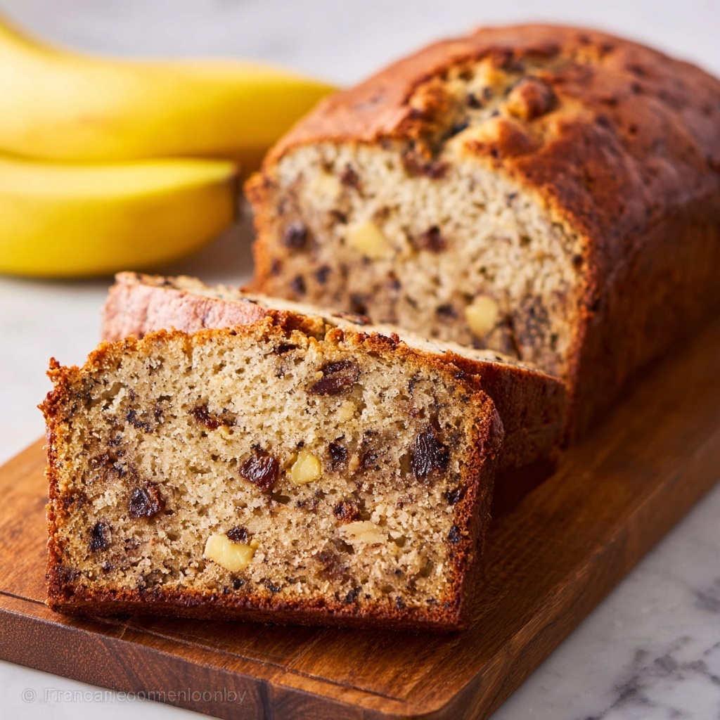 Moist Banana Bread with Walnuts and Raisins Recipe - Recipe Image