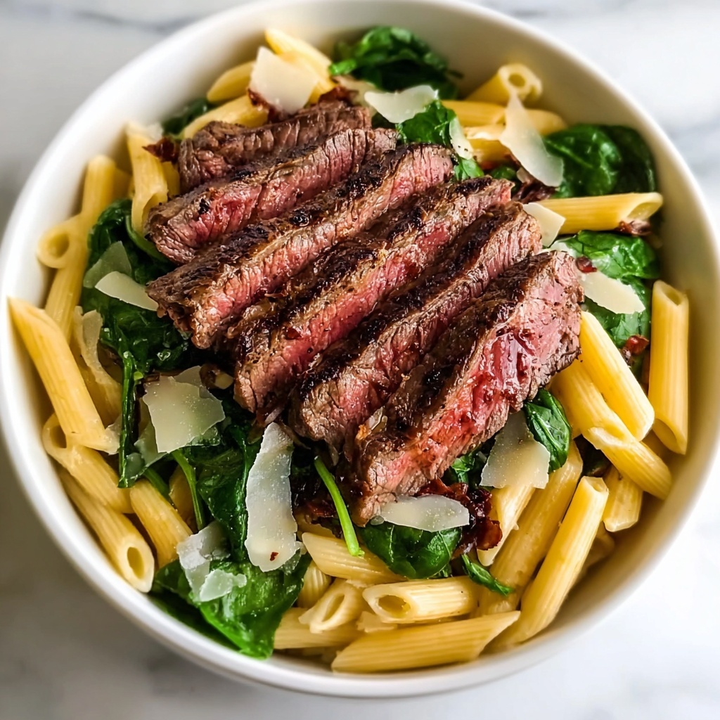 Steak Pasta with Creamy Garlic Sauce Recipe - Recipe Image