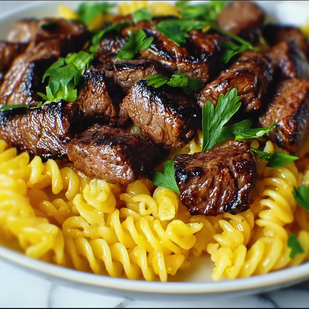 Sticky Honey Garlic Steak and Rotini Recipe - Recipe Image