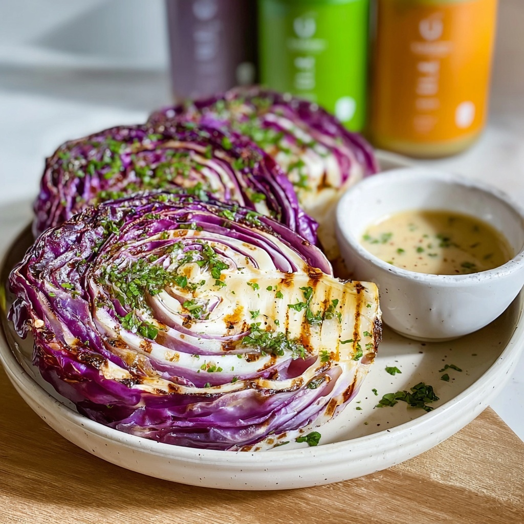 Oven Roasted Garlic Cabbage Steaks Recipe - Recipe Image