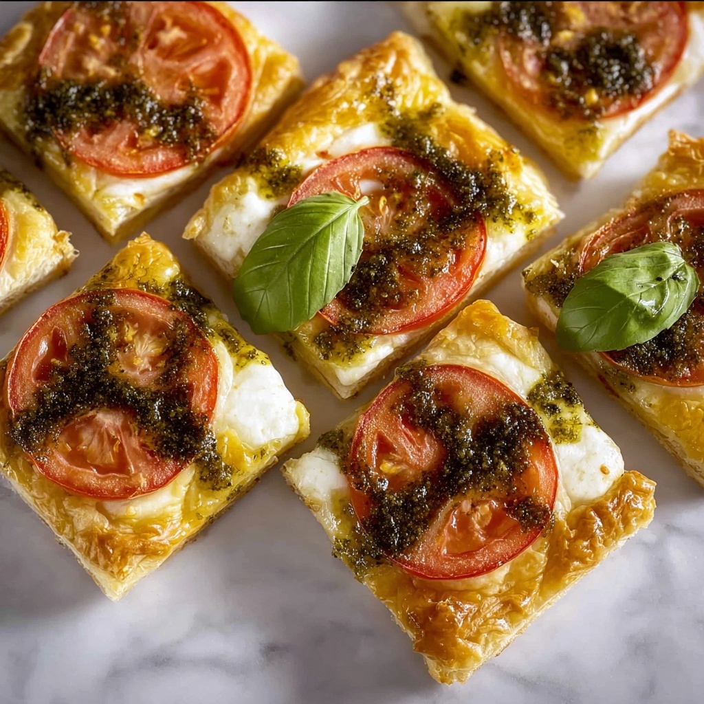 Pesto Caprese Puff Pastry Pizza Recipe - Recipe Image