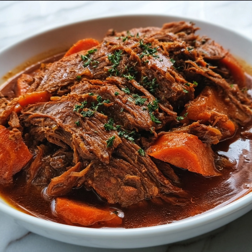 Slow-Cooked Pot Roast with Red Wine and Herbs Recipe - Recipe Image