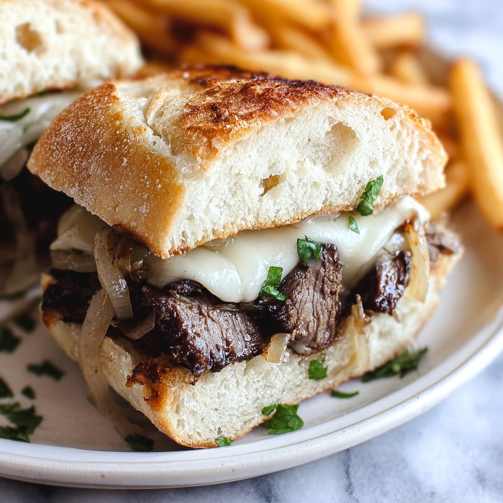 Steak Sandwich with Caramelized Onions, Dill Herb Butter, and Melted Havarti Recipe - Recipe Image