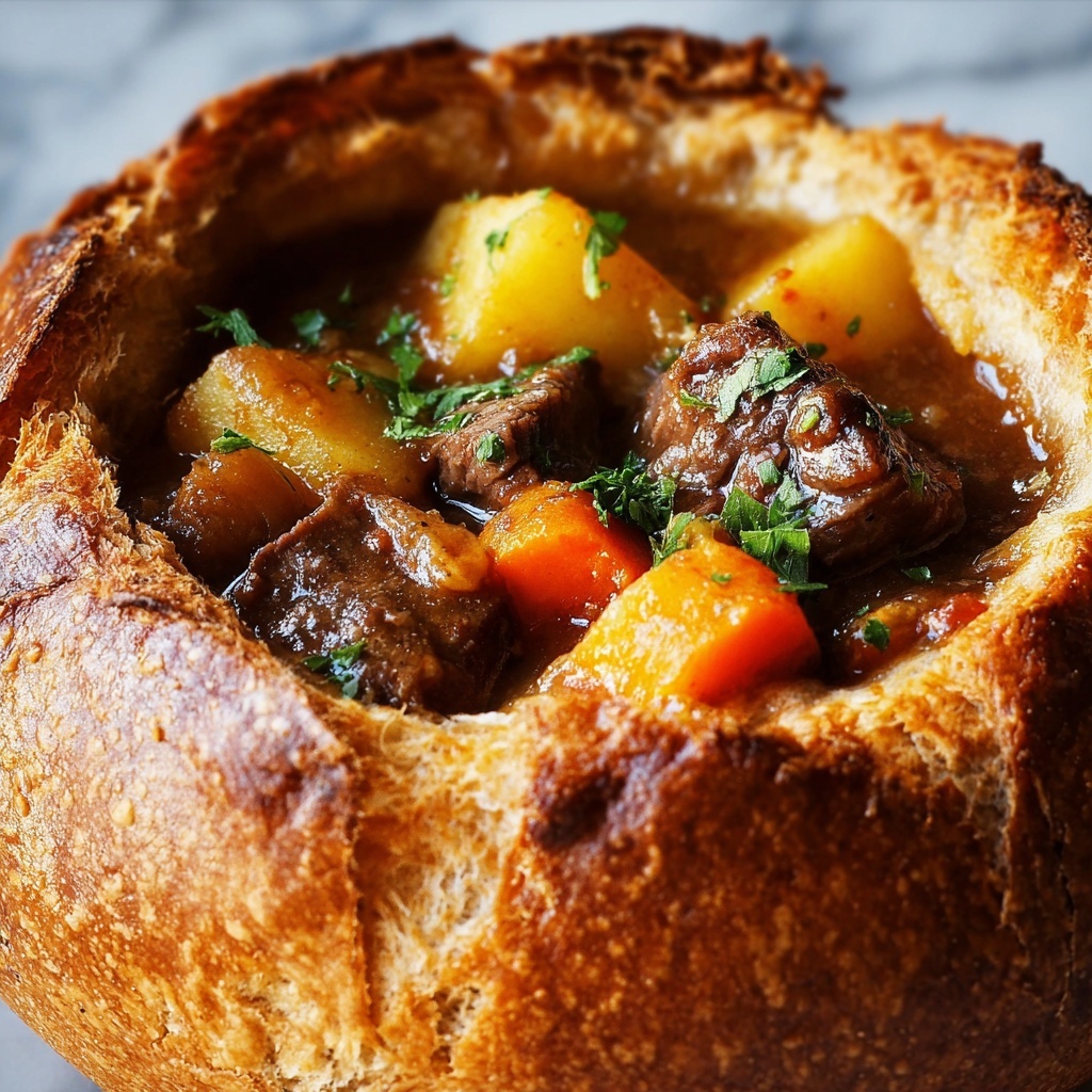 Beef Stew Bread Bowl Recipe - Recipe Image