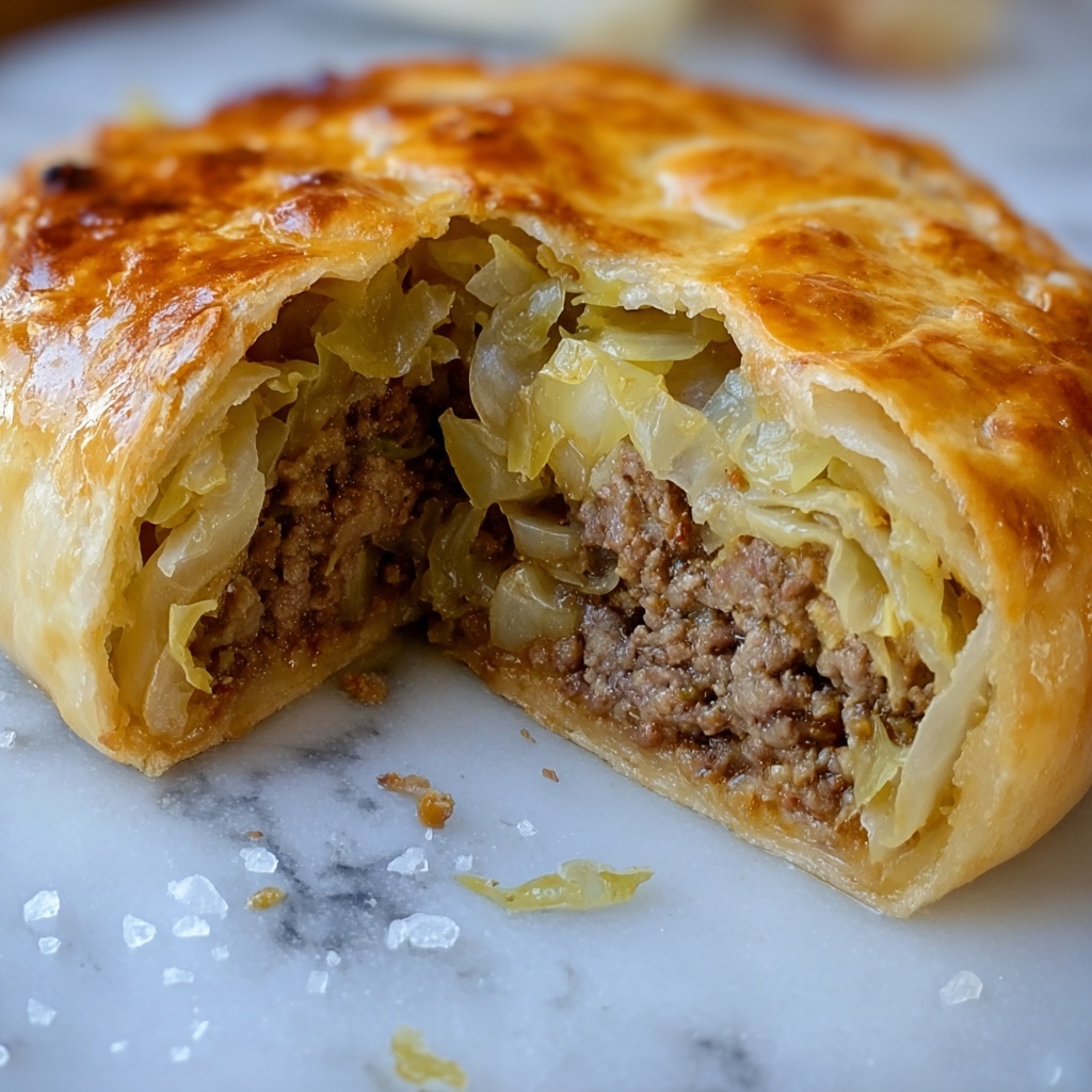 Frozen Bread Dough Stuffed with Ground Beef and Cabbage Recipe - Recipe Image
