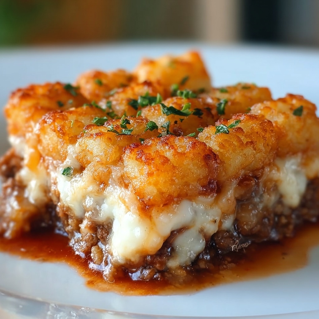 Cheesy Tater Tot Meatloaf Casserole Recipe - Recipe Image