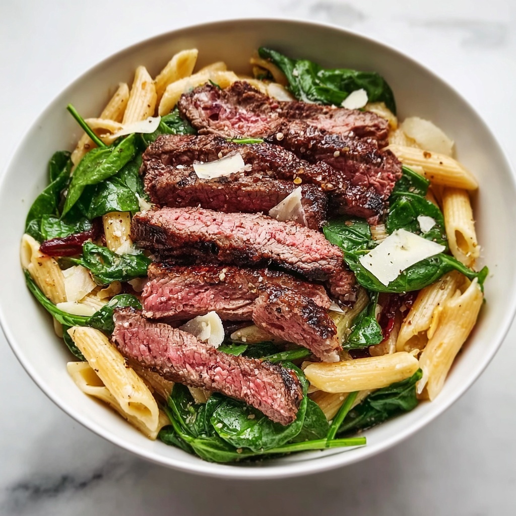Steak Pasta with Creamy Garlic Sauce Recipe - Recipe Image
