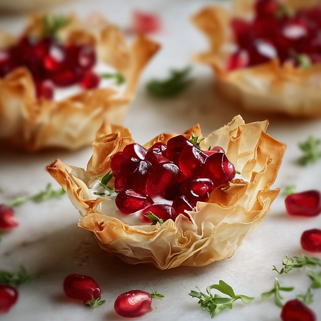 Pomegranate and Goat Cheese Phyllo Bites Recipe - Recipe Image