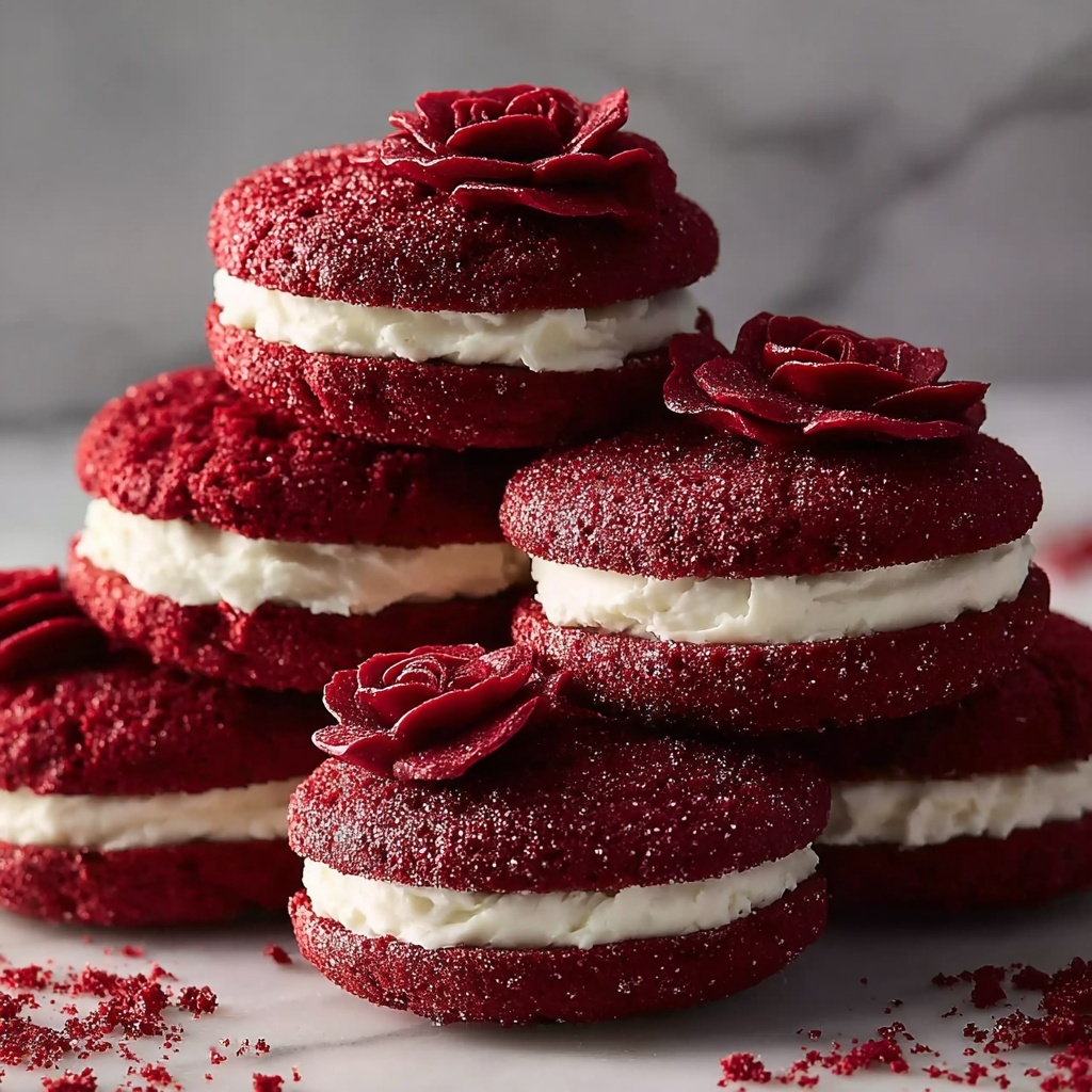 Red Velvet Rose Sandwich Cookies Recipe - Recipe Image