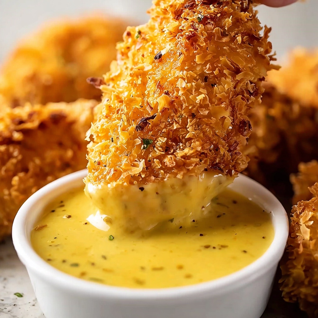 Baked Coconut Chicken Tenders with Apricot Mustard Dipping Sauce Recipe - Recipe Image