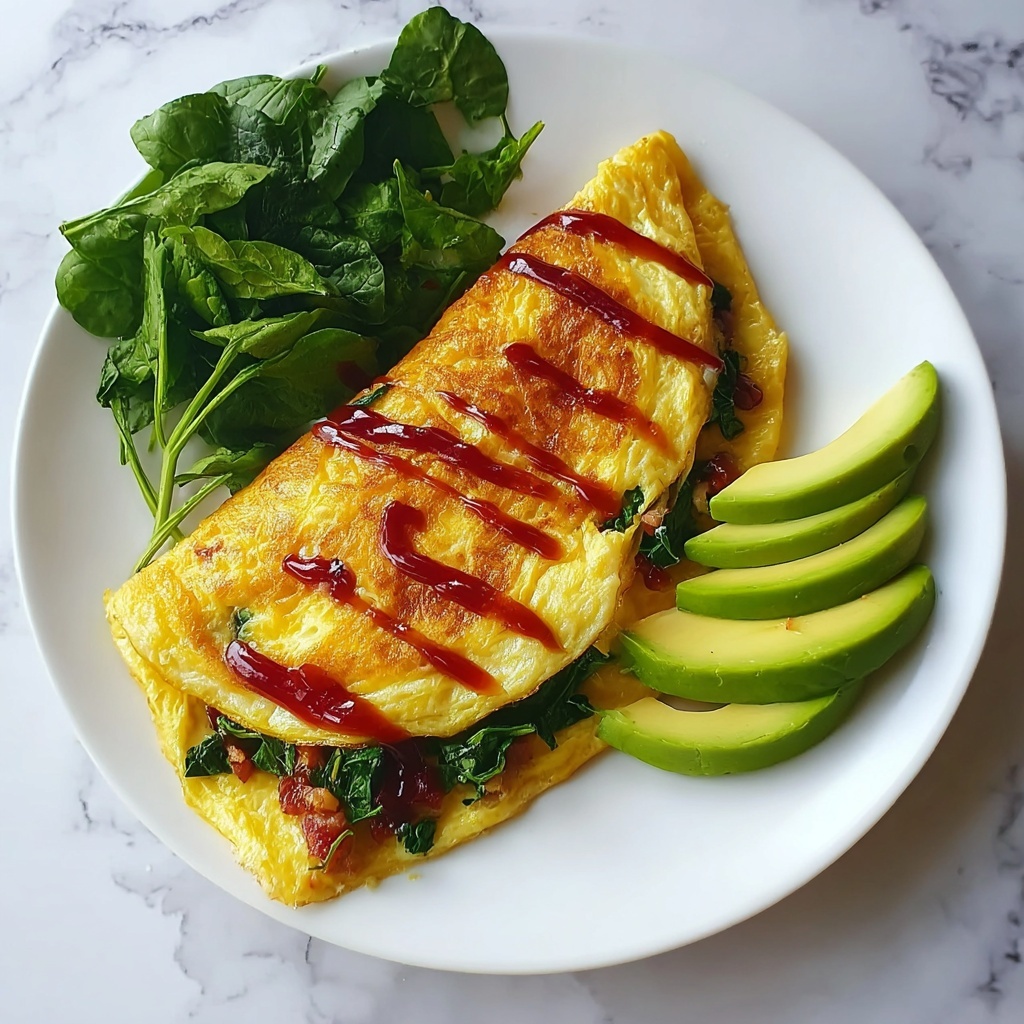 Loaded Breakfast Omelette with Vegetables, Spam, and Cheddar Recipe - Recipe Image