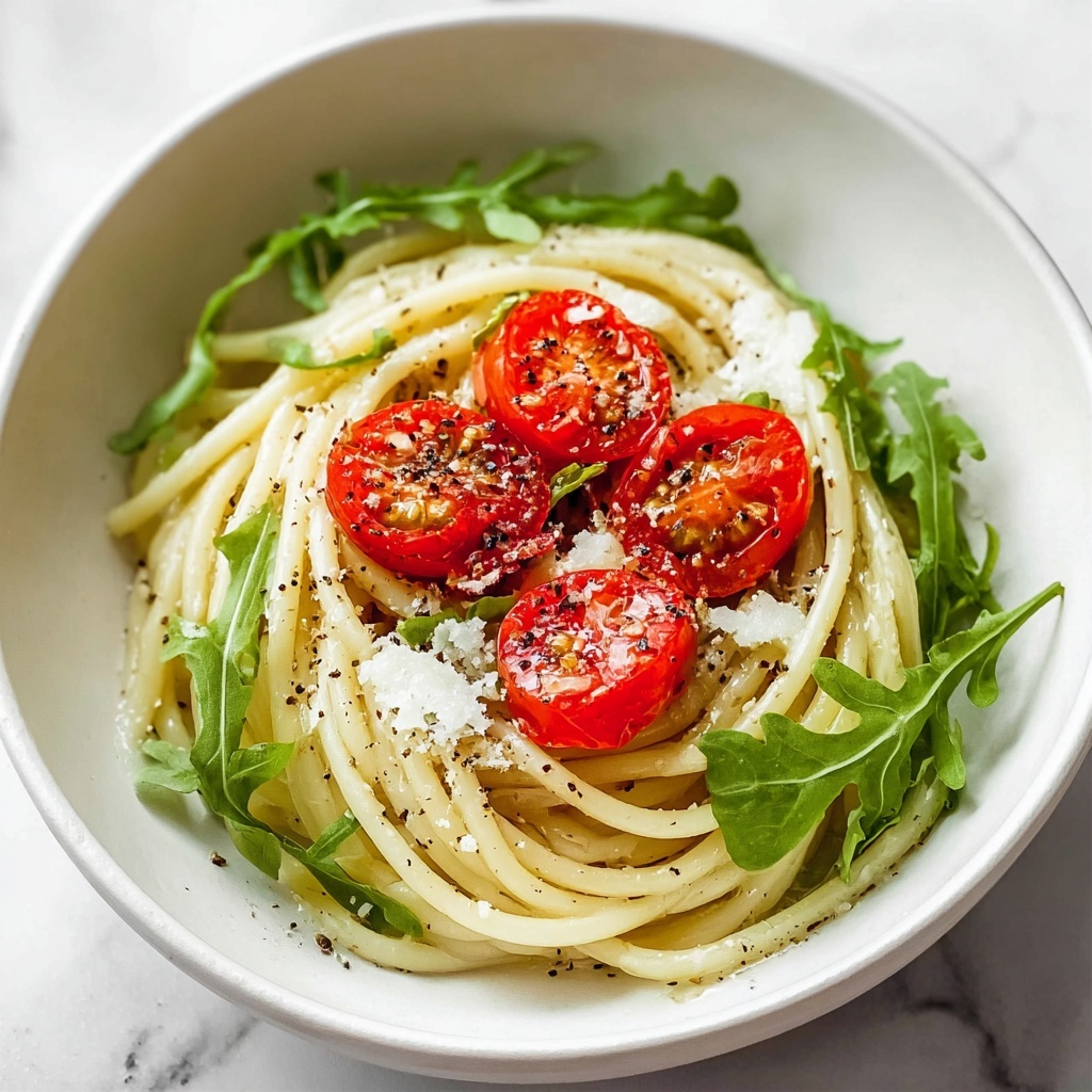Creamy Avocado Pasta with Cherry Tomatoes and Arugula Recipe - Recipe Image