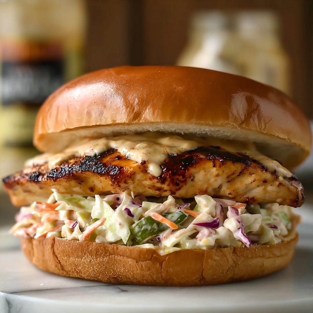 Buffalo Ranch Coleslaw Topped Chicken Sandwich Recipe - Recipe Image